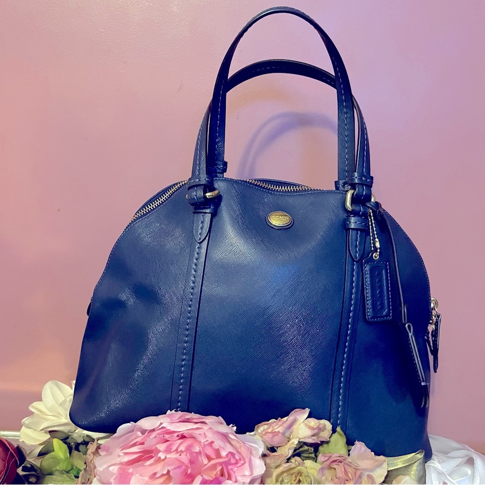 Coach Peyton navy blue leather handbag